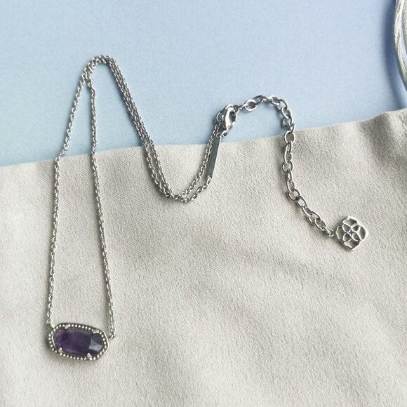 NEW Kendra Scott Elisa Silver Amethyst Pendant Necklace - Picture 3 of 4